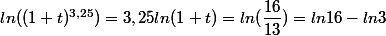 ln((1+t)^{3,25})=3,25ln(1+t)=ln(\dfrac{16}{13})=ln16-ln3